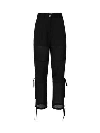 Pinko Georgette-crepe Mid-rise Cargo Trousers In Black