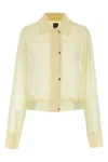 Pinko Transparent Georgette Cropped Shirt With Elastic Waistband In Neutral