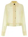 Pinko Transparent Georgette Cropped Shirt With Elastic Waistband In Neutral