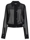 Pinko Black Georgette Crop Shirt With Elastic Waistband In Black