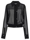 Pinko Black Georgette Crop Shirt With Elastic Waistband In Black