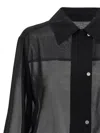 Pinko Black Georgette Crop Shirt With Elastic Waistband In Black