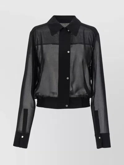 PINKO GEORGETTE SHIRT COLLARED NECK SHEER FABRIC