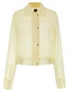 Pinko Transparent Georgette Cropped Shirt With Elastic Waistband In Neutral