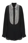 Pinko Rhinestone-embellished Georgette Shirt In Black