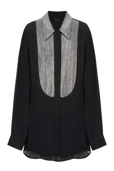 PINKO GEORGETTE SHIRT WITH CIRCE RHINESTONES