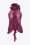 Pinko Georgette Halterneck Top In Grape Wine