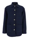 Pinko Oversized Patterned Tweed Jacket In Blue