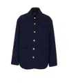 Pinko Textured Dark Blue Jacket With Patch Pockets And Golden Buttons In Blue