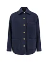 Pinko Oversized Patterned Tweed Jacket In Blue