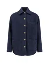 Pinko Oversized Patterned Tweed Jacket In Blue
