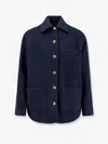 Pinko Oversized Patterned Tweed Jacket In Blue