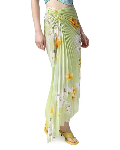 PINKO GHIANDAIA FLORAL PLEATED ASYMMETRIC SKIRT