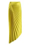 Pinko Pleated Skirt With Asymmetrical Hem In Yellow