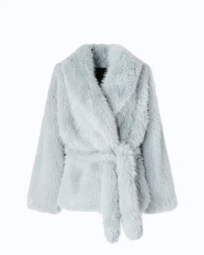 Pinko - Giacca Blouson Effetto Pelliccia Con Cintura - M-l In Blue