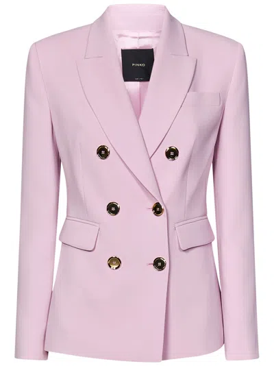 Pinko Double-breasted Blazer With Metal Buttons In Orchidée Fumée