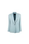 Pinko 'faraona' Light Blue Single-breasted Jacket With Peak Revers