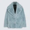Pinko Light Blue Alighieri Fur Coat With Buttons In Clear Blue
