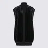 Pinko Genovese Black Sleeveless Vest With High Neck And Ribbed Details In Ecofur Woman In Black