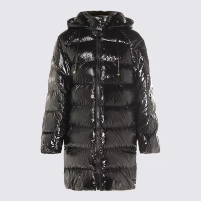 Pinko Hooded-quilted Coat In Black