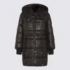 Pinko Technical Canvas Down Jacket With Logo Print In Black