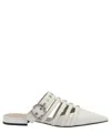 Pinko Pointed-toe Buckle Detailed Slip-on Slides In White
