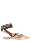 Pinko Gianira 30 Slingback Ballerinas In Leather And Mesh In Neutral