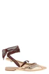 Pinko Gianira 30 Slingback Ballerinas In Leather And Mesh In Multi