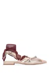 Pinko Gianira 30 Slingback Ballerinas In Leather And Mesh In Pink