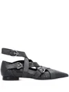 Pinko Gianira Leather Ballerina Shoes In Black