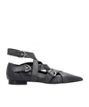 Pinko Gianira Leather Ballerina Shoes In Black