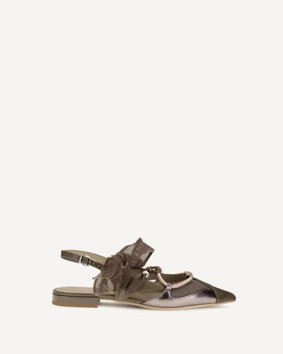 Pinko Gianira Leather Ballerinas In Brown