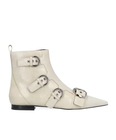 Pinko Gianira Leather Boots In White