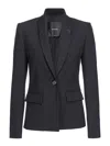 Pinko Shawl-lapel Twill Blazer In Black