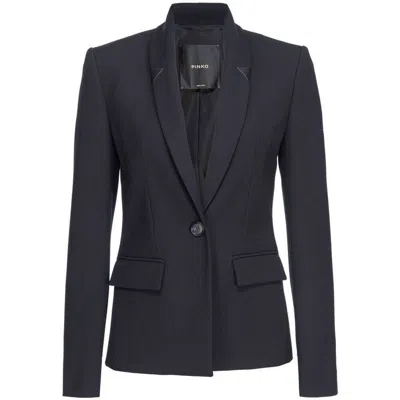Pinko Shawl-lapel Twill Blazer In Black