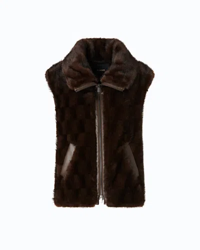 Pinko - Gilet Effetto Pelliccia Con Zip - Xl In Brown
