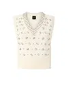Pinko White Rhinestone Knitted Vest
