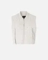Pinko Cropped Gray Quilted Vest With Structured Silhouette In White