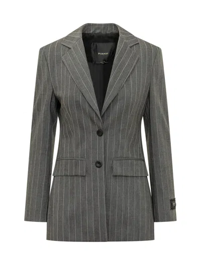 Pinko Gilia Wool Blazer Jacket In Mult.grigio Rosa