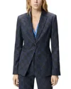 Pinko Geometric-print Single-breasted Jacket In Blue