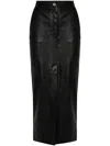 Pinko High Waist Metallic Finish Skirts With Back Slit In Black