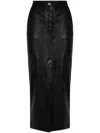 Pinko Black Belt Loops Long Skirt In Ecoleather Woman In Black  