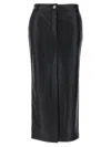 Pinko High Waist Metallic Finish Skirts With Back Slit In Nero Limousine