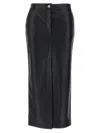 Pinko Black Belt Loops Long Skirt In Ecoleather Woman