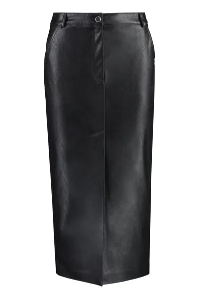 Pinko Ginocchiera Vegan Leather Skirt In Black
