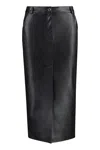 Pinko Black Belt Loops Long Skirt In Ecoleather Woman In Black