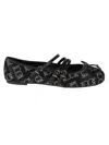 Pinko Ballerines Monogram Avec Strass Et Naud Sur La Pointe In Black
