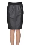 Pinko Giocasta Leather And Denim Skirt In Black