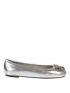 Pinko Metallic Nappa Leather Ballerinas In Amarillo