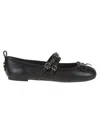 Pinko Nappa Leather Ballet Flats With Straps And Bow